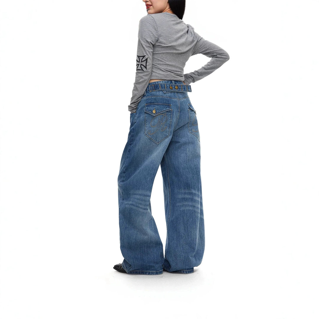 Damen Weitgeschnittene Jeans Nord Taschen 1787982170