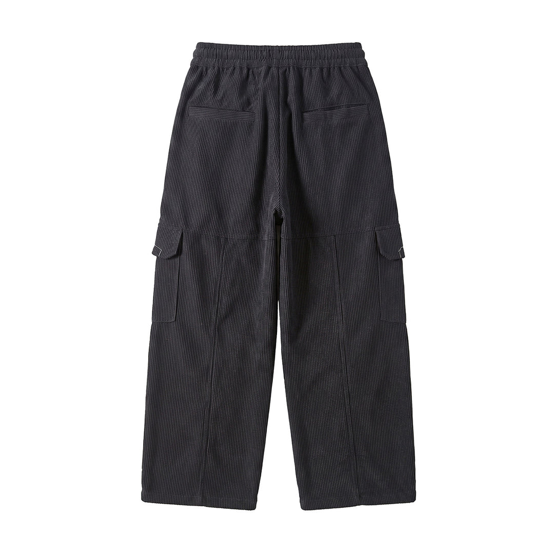 Damen Weite hochtaillierte Cargo‑Hose aus Feincord mit Tunnelzug Nord Taschen