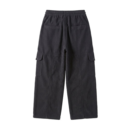 Damen Weite hochtaillierte Cargo‑Hose aus Feincord mit Tunnelzug Nord Taschen