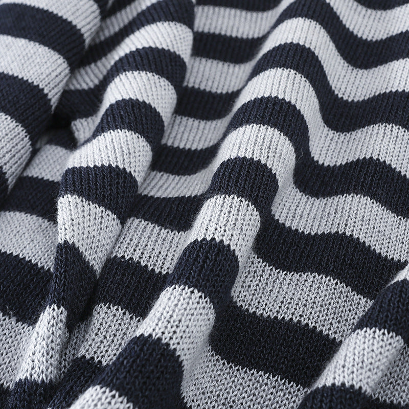 Damen lässiger Oversize Strickpullover mit U-Boot-Ausschnitt und maritimen Querstreifen Nord Taschen