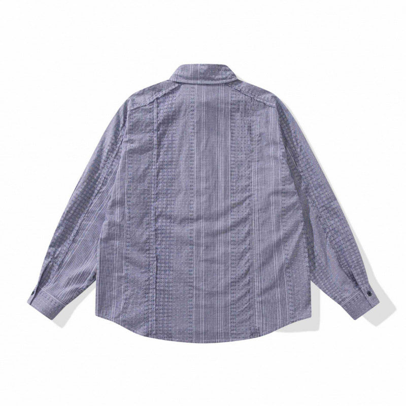 Unisex Oversize-Langarmhemd aus leichter Strukturbaumwolle mit Kentkragen und feiner Streifenbordüre Nord Taschen