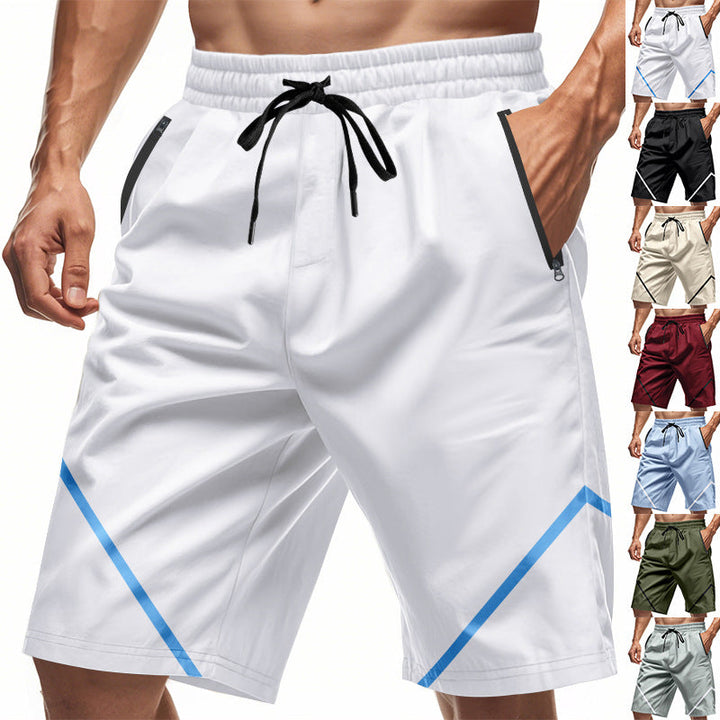 Herren nan atmungsaktive Trainingsshorts mit Reißverschlusstaschen und elastischem Tunnelzugbund