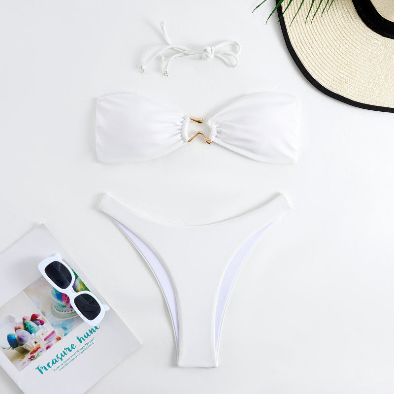 Damen Bandeau Bikini mit elegantem Gold-Detail Nord Taschen