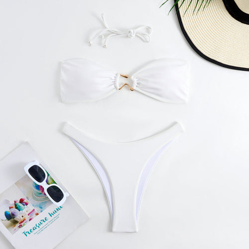 Damen Bandeau Bikini mit elegantem Gold-Detail Nord Taschen