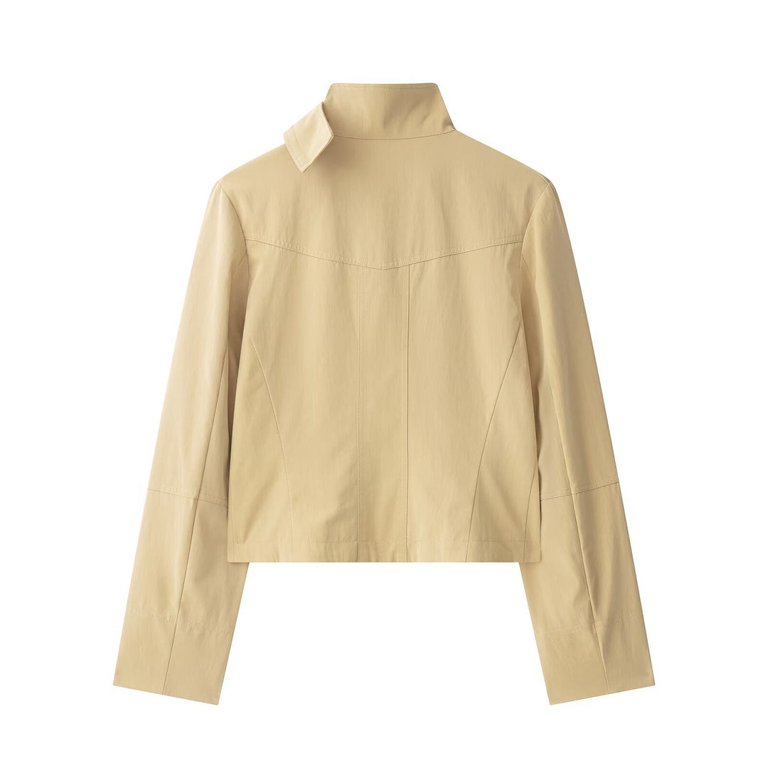 Damen Kurzer Doppelreihiger Field‑Blouson im Utility‑Stil mit Stehkragen Nord Taschen