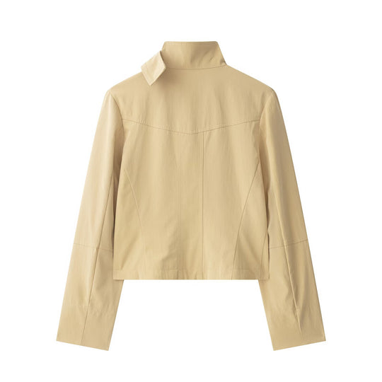 Damen Kurzer Doppelreihiger Field‑Blouson im Utility‑Stil mit Stehkragen Nord Taschen