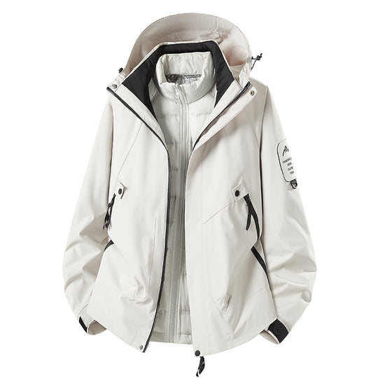 Herren Zwei-in-eins Wetterschutzjacke mit abnehmbarer Steppweste und verstellbarer Kapuze Nord Taschen