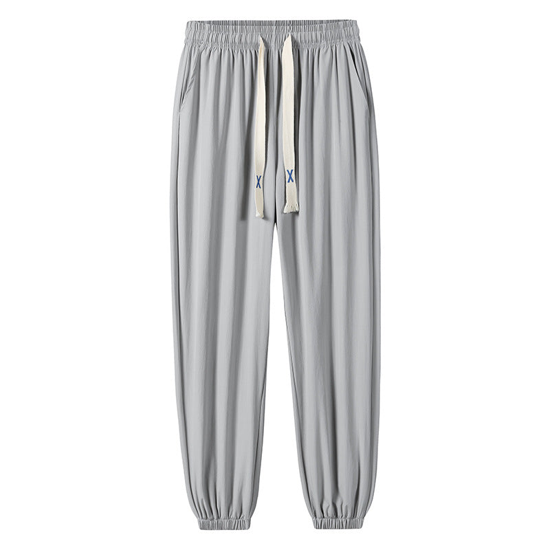 Herren Leichte Relax-Fit-Loungehose aus atmungsaktivem Jersey mit elastischem Tunnelbund, breitem Kordelzug & geripptem Beinabschluss Nord Taschen