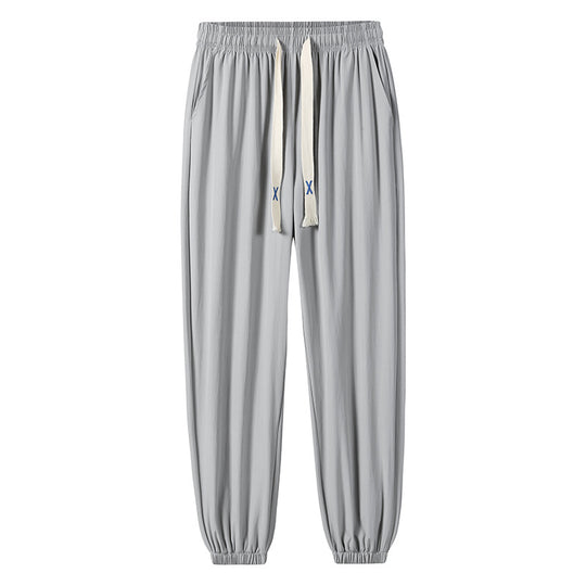 Herren Leichte Relax-Fit-Loungehose aus atmungsaktivem Jersey mit elastischem Tunnelbund, breitem Kordelzug & geripptem Beinabschluss Nord Taschen
