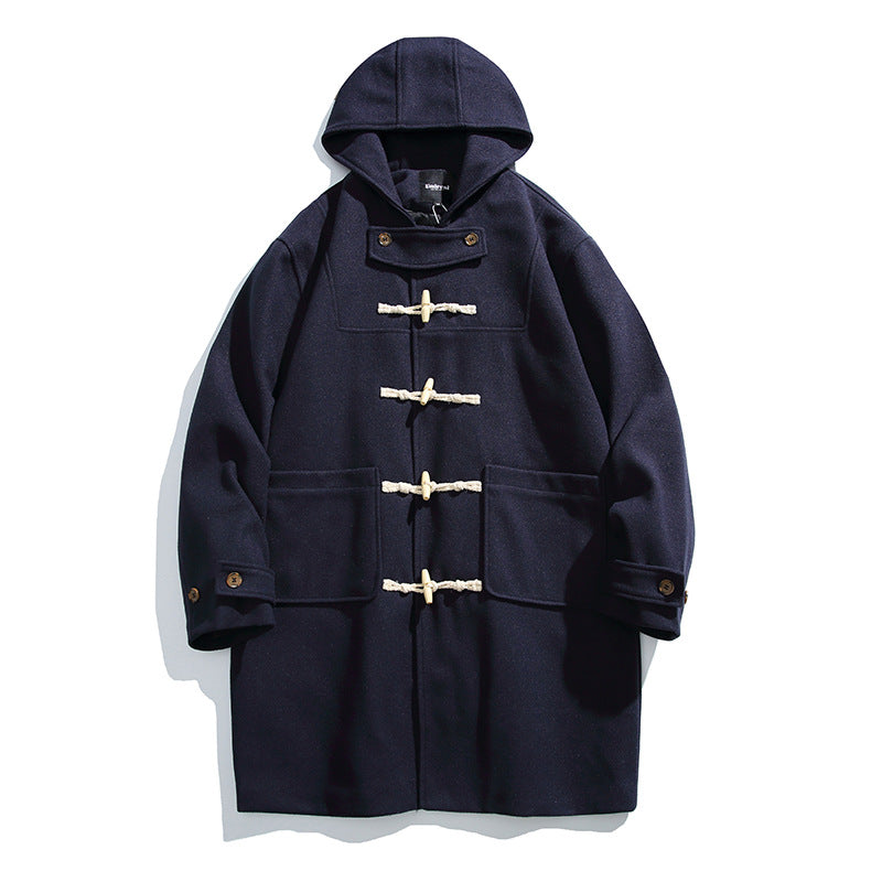 Herren Wollmix-Dufflecoat mit Kapuze und Knebelverschlüssen Nord Taschen