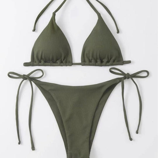 Damen Triangel-Bikini mit raffinierter Rüschung