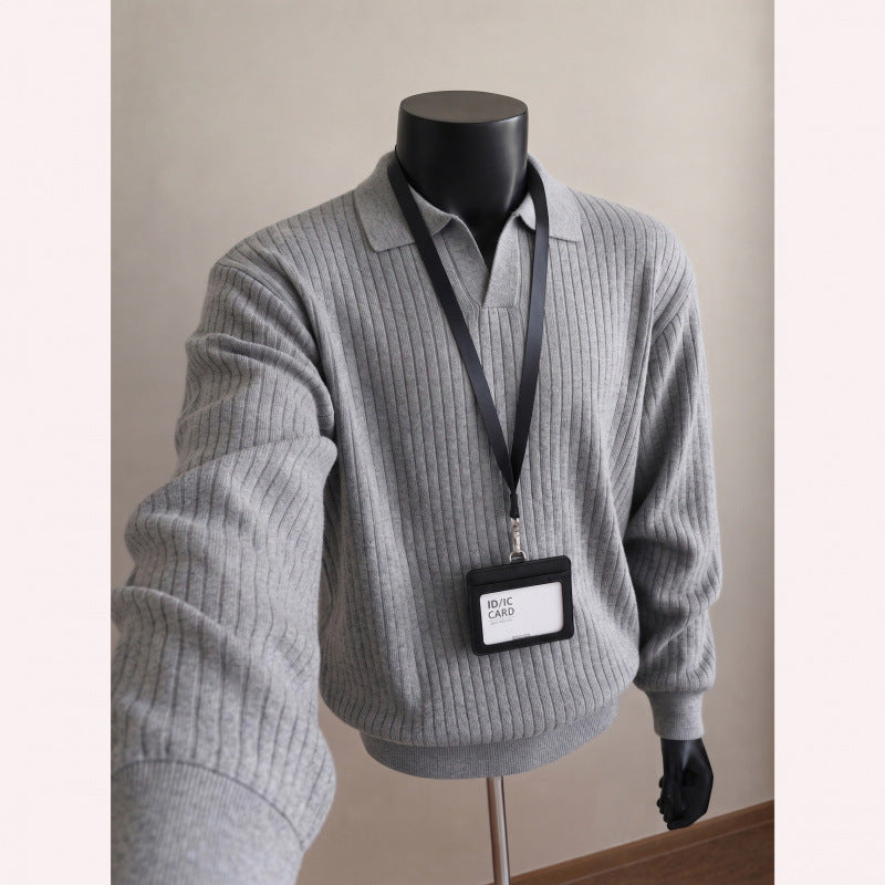 Herren Modischer Strickpullover mit V-Ausschnitt Nord Taschen