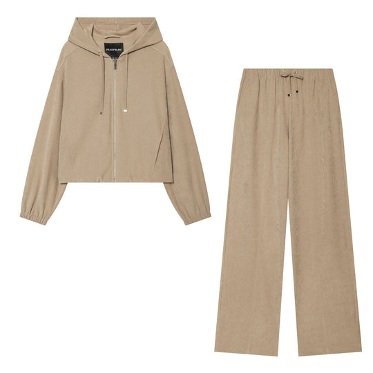 Damen Weite Cordhose mit hohem Elastikbund Tunnelzug und geradem Bein Nord Taschen