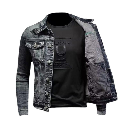 Herren Jeansjacke mit Used-Waschung, aufgesetzten Brusttaschen und dezenter Stickerei Nord Taschen