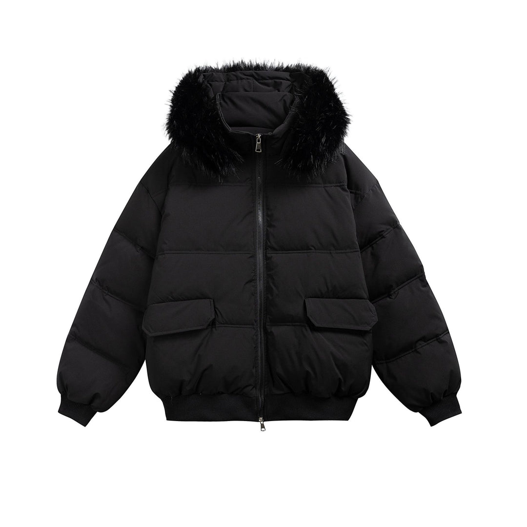 Damen Boxy-Pufferjacke mit Kapuze und voluminösem Kunstfellkragen Nord Taschen