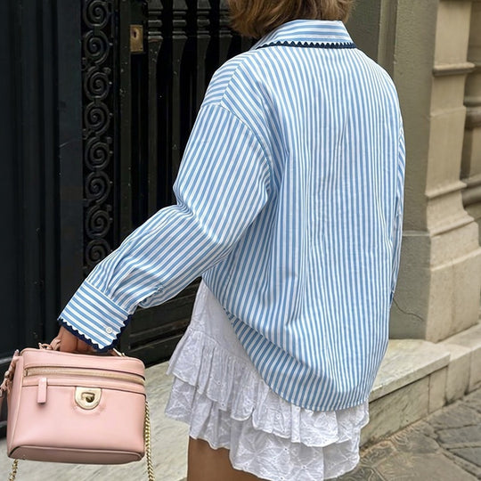 Damen Lässige Bluse mit Streifen Nord Taschen