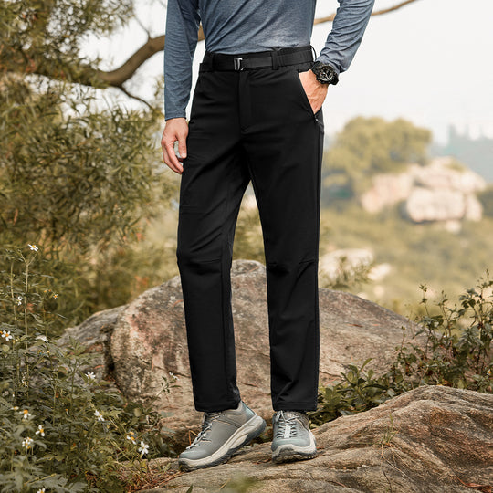 Herren Softshell-Trekkinghose mit Stretch, wasserabweisenden Reißverschlusstaschen und verstellbarem Bund Nord Taschen