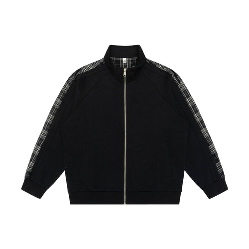 Damen Sweatjacke mit Stehkragen und kariertem Schulterstreifen Nord Taschen