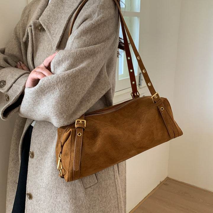 Damen Schultertasche aus hochwertigem Wildleder mit abnehmbaren Riemen Nord Taschen