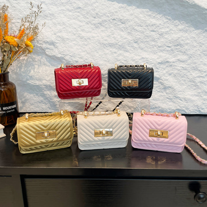 Damen Mini-Handtasche mit gestepptem Design und goldenem Verschluss Nord Taschen