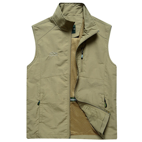 Herren ultraleichte atmungsaktive Outdoor‑Trekkingweste mit Mesh‑Futter, Stehkragen und Mehrfach‑Reißverschlusstaschen Nord Taschen