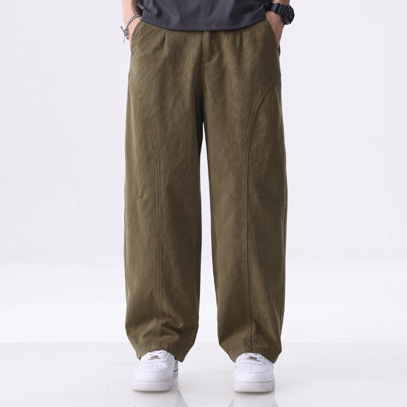 Herren Locker geschnittene Utility-Hose mit weitem Bein, markanten Ziernähten und elastischem Bund Nord Taschen