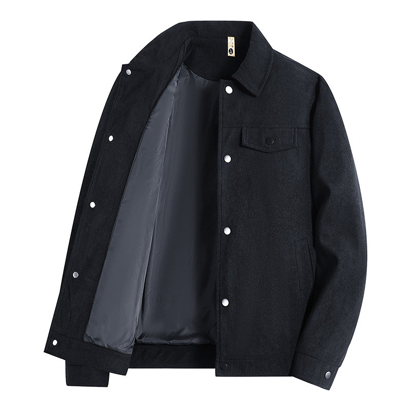 Herren Truckerjacke im Veloursleder-Look mit Druckknopfverschluss und Brustklappen Nord Taschen