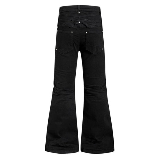 Damen Weite Schlaghose aus Denim mit asymmetrischem Reißverschluss und Knopfverschluss Nord Taschen