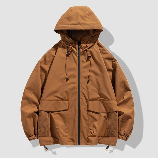 Herren Oversize Utility-Softshelljacke mit Kapuze, aufgesetzten Taschen & verstellbarem Saum Nord Taschen