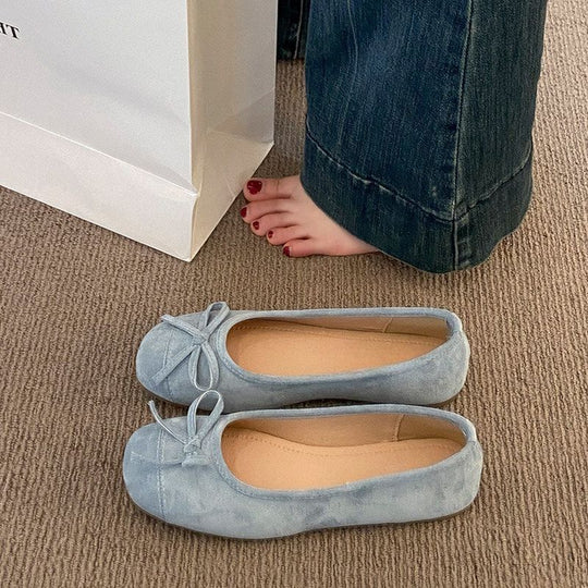 Damen Ballerinas mit glänzender Oberfläche und zierlichem Schleifendetail