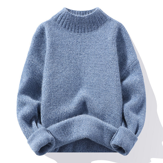 Herren Oversize-Feinstrickpullover mit hohem geripptem Kragen und melierter Struktur Nord Taschen