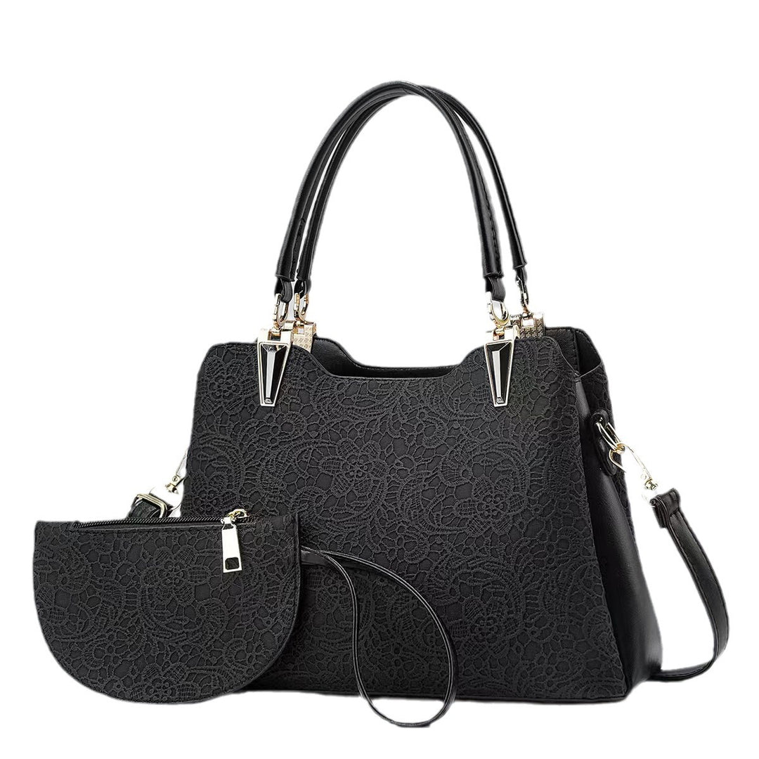 Damen elegante Handtasche mit filigranem Spitzenmuster und abnehmbarer Clutch Nord Taschen