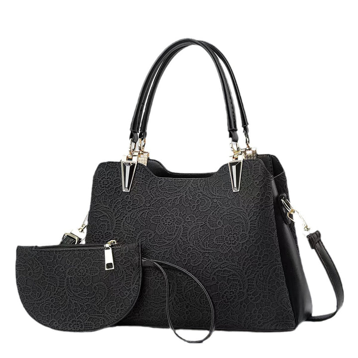 Damen elegante Handtasche mit filigranem Spitzenmuster und abnehmbarer Clutch Nord Taschen