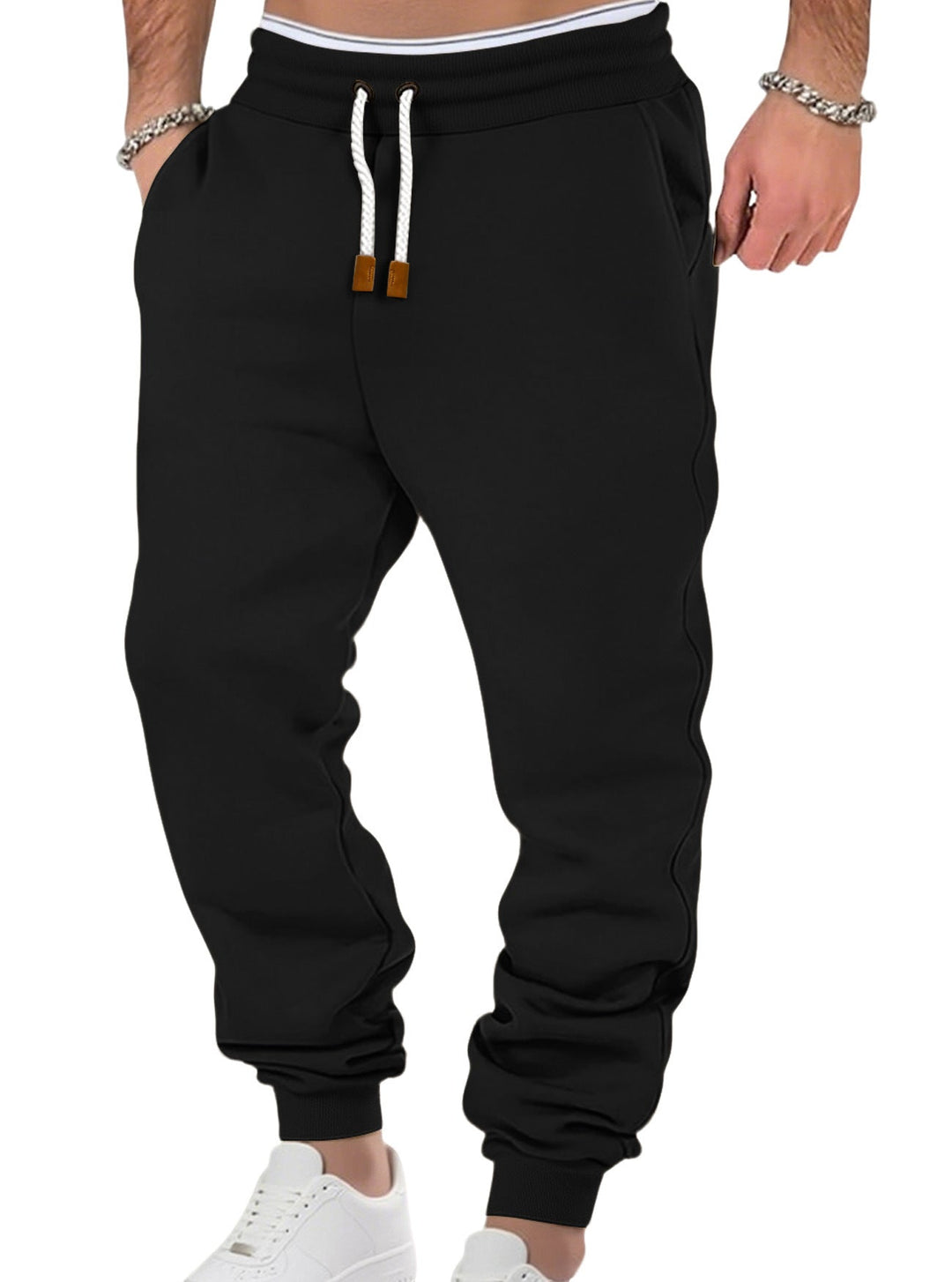 Herren nan komfortable Jogginghose aus hochwertiger Baumwollmischung mit elastischem Bund Kordelzug und Bündchen