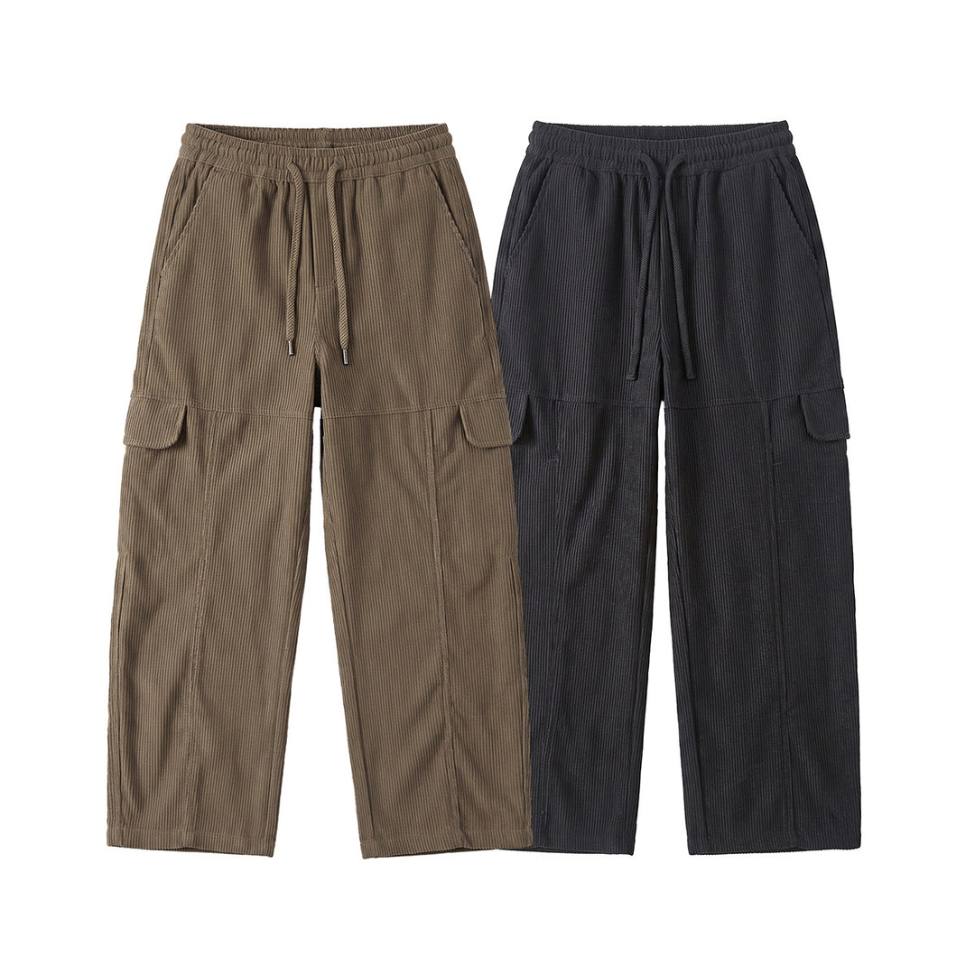 Damen Weite hochtaillierte Cargo‑Hose aus Feincord mit Tunnelzug Nord Taschen