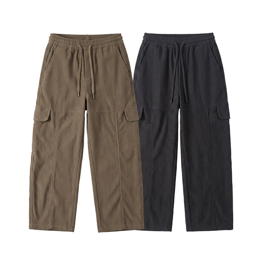 Damen Weite hochtaillierte Cargo‑Hose aus Feincord mit Tunnelzug Nord Taschen