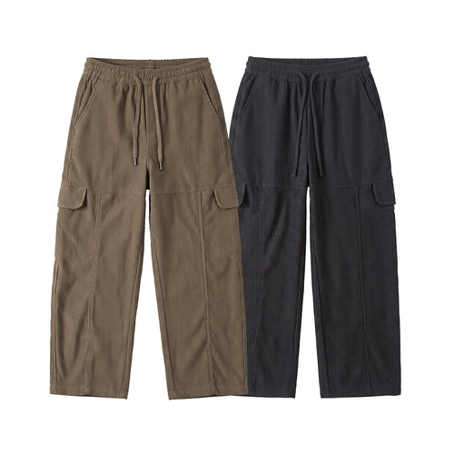 Damen Weite hochtaillierte Cargo‑Hose aus Feincord mit Tunnelzug Nord Taschen
