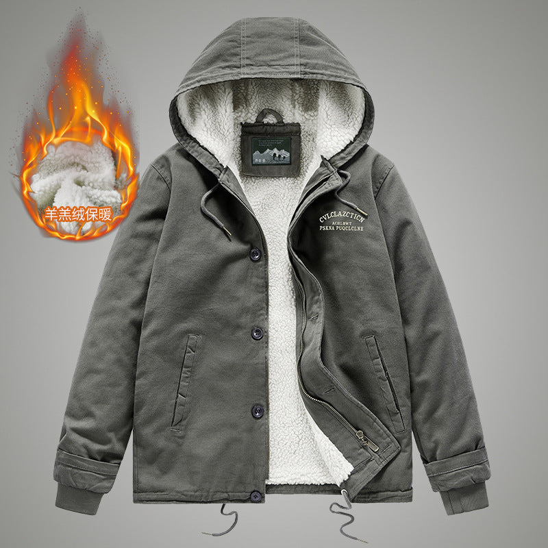 Herren Canvas-Arbeitsjacke mit Sherpa‑Futter, Thermo‑Innenlage und Kordelzugsaum Nord Taschen
