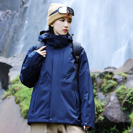 Damen technische Mehrlagen-Hardshell-Regenjacke mit verstellbarer Kapuze, Brustriemen und wasserabweisenden Reißverschlüssen Nord Taschen