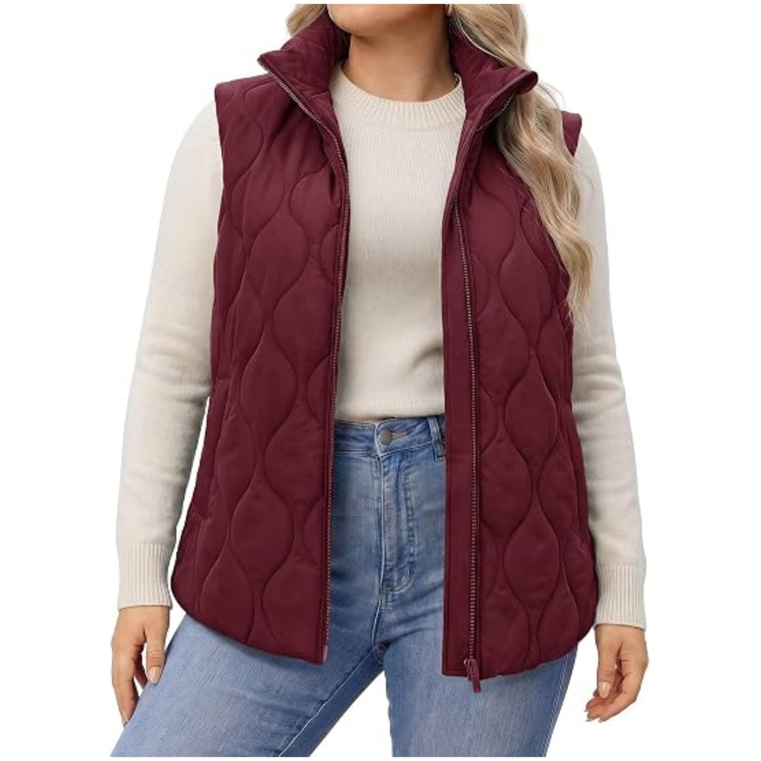 Damen gesteppte Weste mit hohem Kragen, figurfreundlicher Silhouette und Eingrifftaschen Nord Taschen