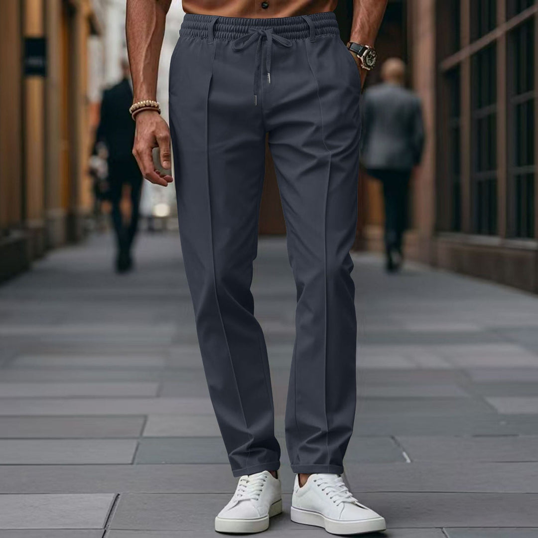 Herren Gerade Passform Elastischer Bund mit Kordelzug Weicher Baumwollmix