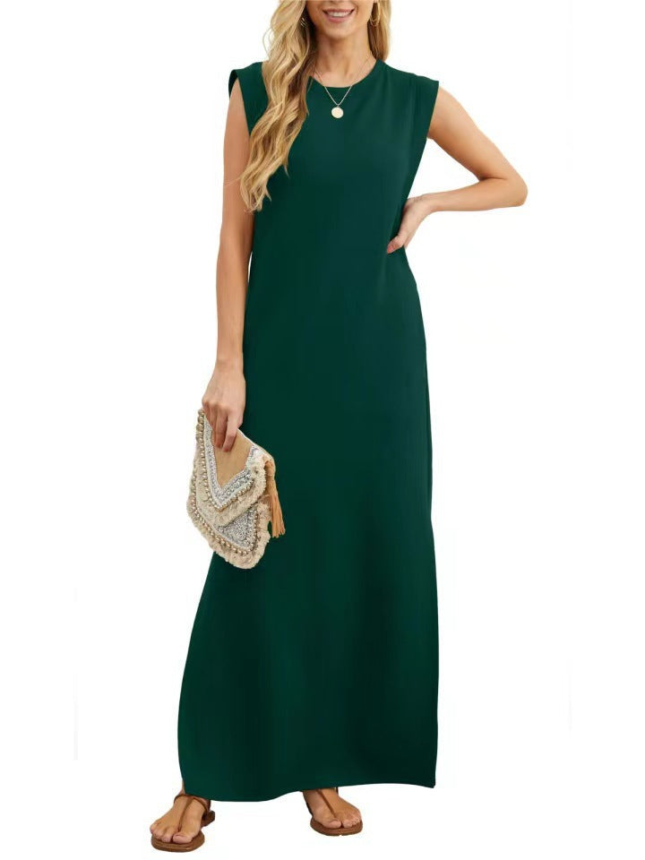 Damen Maxikleid mit modernen Schulterdetails und fließendem Schnitt