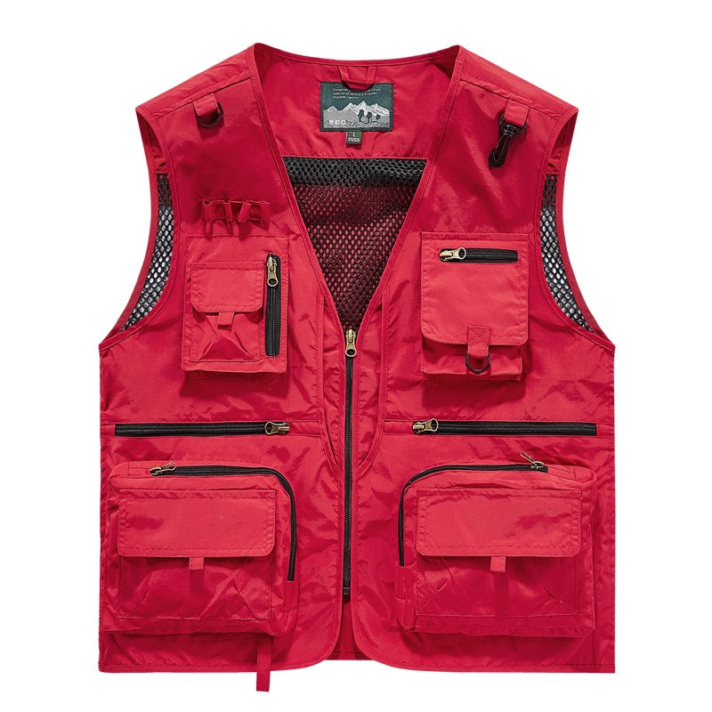 Herren leichte multifunktionale Utility-Anglerweste mit Mesh‑Futter und zahlreichen Reißverschluss‑ und Klappentaschen Nord Taschen