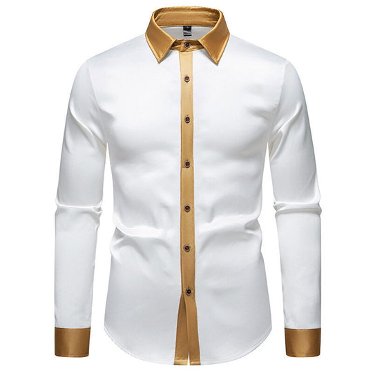 Herren Langarm-Hemd mit modernen Satin-Details