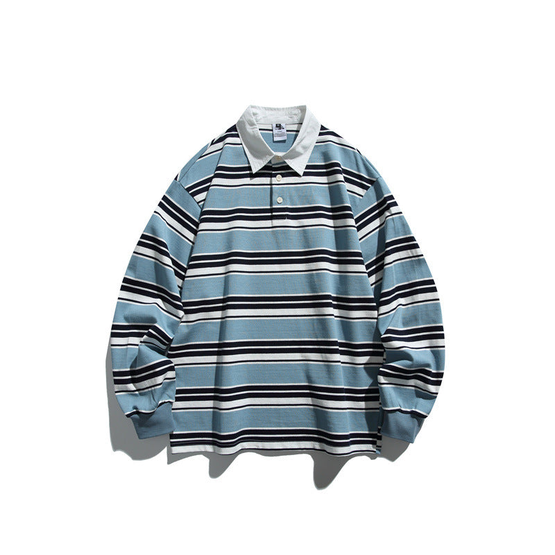 Unisex Gestreiftes Rugby-Polo im Oversize-Cut mit kontrastierendem Hemdkragen Nord Taschen