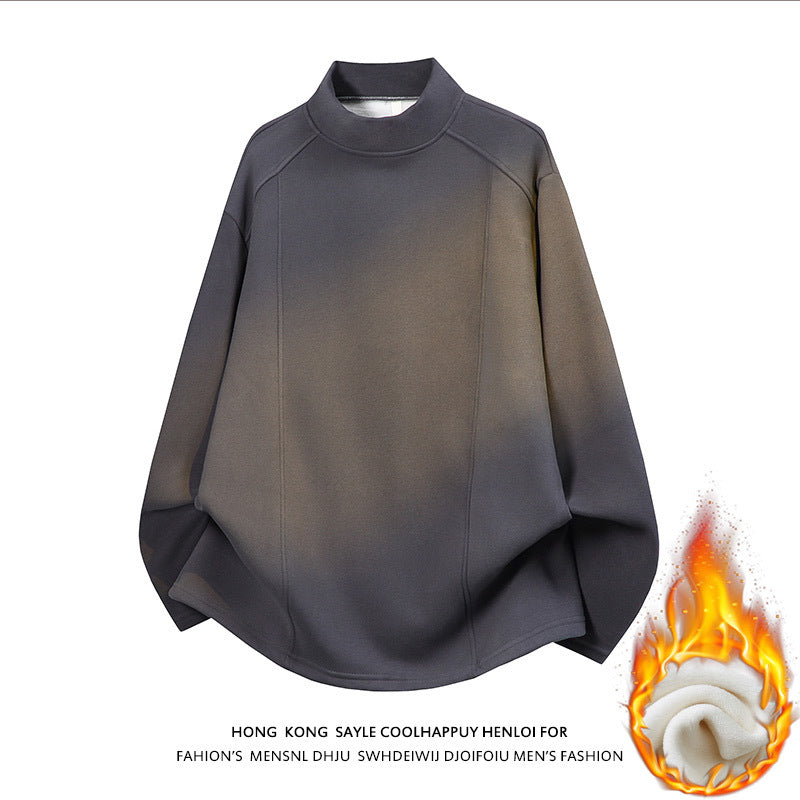 Herren Oversize Stehkragen-Sweatshirt mit Raglanärmeln und dezentem Farbverlauf Nord Taschen