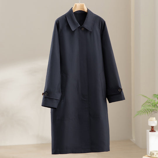 Damen Mid-Length Trenchcoat mit verdeckter Druckknopfblende und verstellbaren Manschetten Nord Taschen