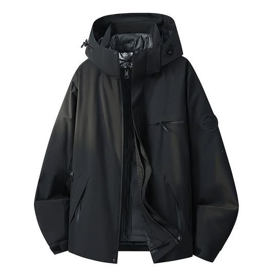 Herren Wasserdichte Outdoor-Softshelljacke mit Kapuze, hohem Stehkragen & Reißverschlusstaschen Nord Taschen