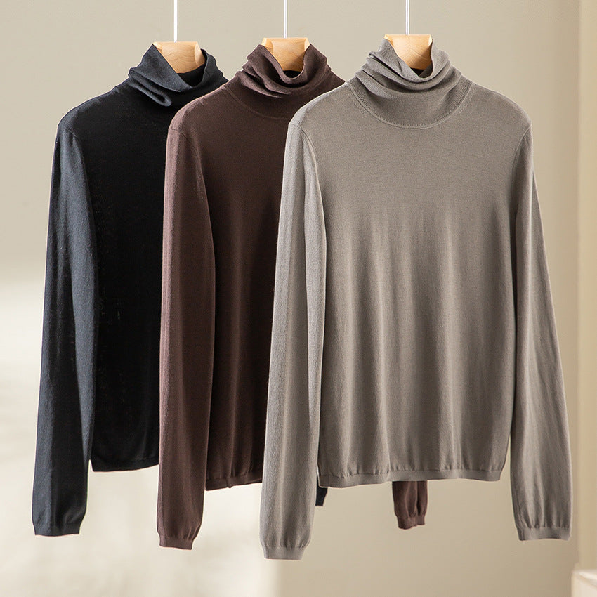 Damen Ultraleichter Feinstrick-Rollkragenpullover mit schlanker Silhouette und fein gerippten Abschlüssen Nord Taschen