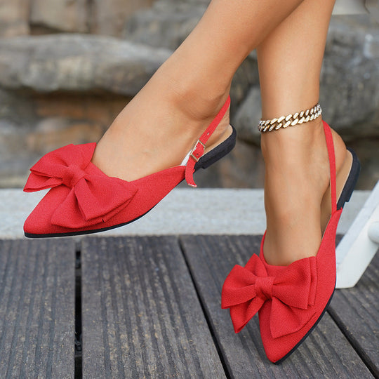 Damen Slingback-Ballerinas mit festem Schleifen-Design und atmungsaktiver Sohle